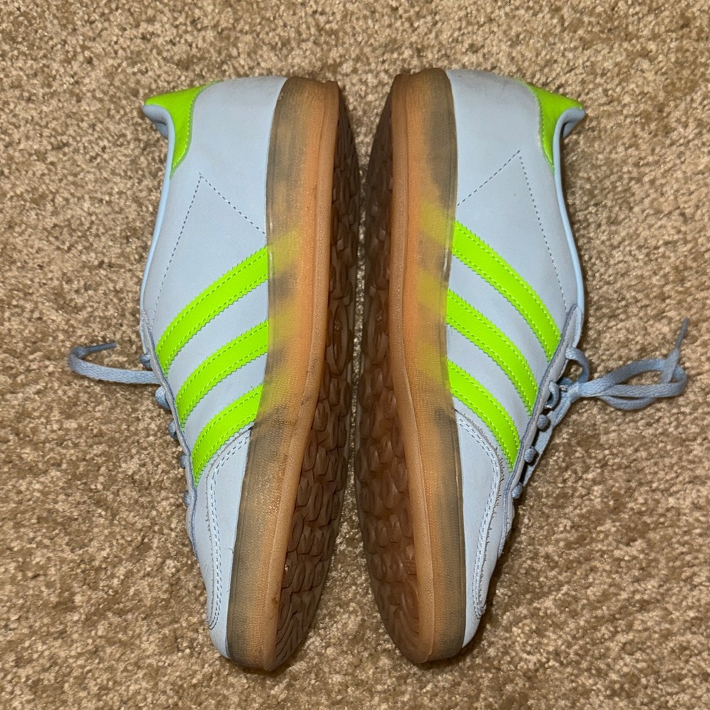 Adidas Gazelle Sneakers Sky Blue with Neon/Solar Green Accents size 7 - Picture 10 of 13